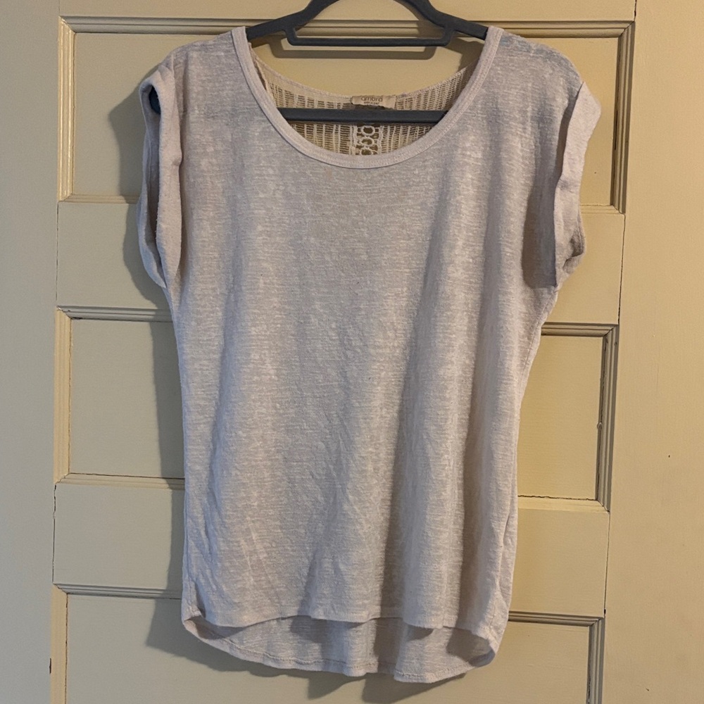 Women's Cream Crochet-Back Scoop Neck Tank Top